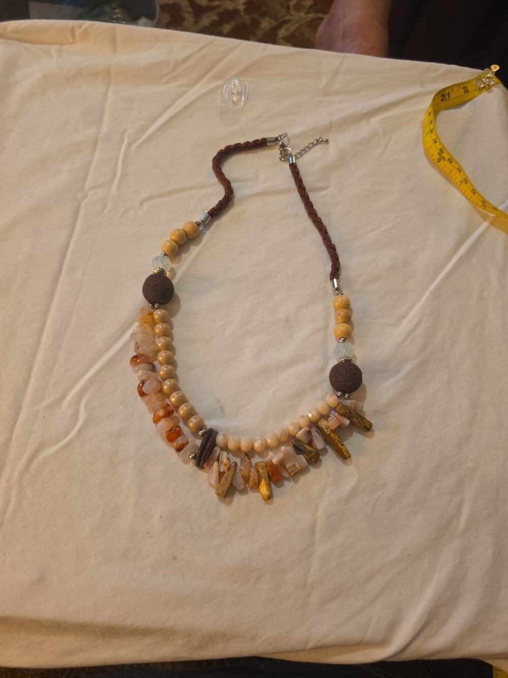 Vintage Beaded Necklace with Mixed Materials